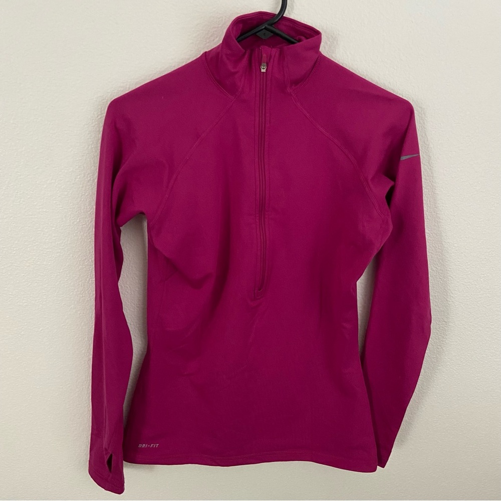 Nike Dri-Fit Pink Long Sleeve Half-Zip Running Top Size Medium